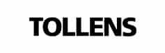 TOLLENS - Logo officiel de la marque de peinture Logo minimaliste de la marque TOLLENS, affiché en lettres capitales noires et audacieuses sur un fond blanc uni.